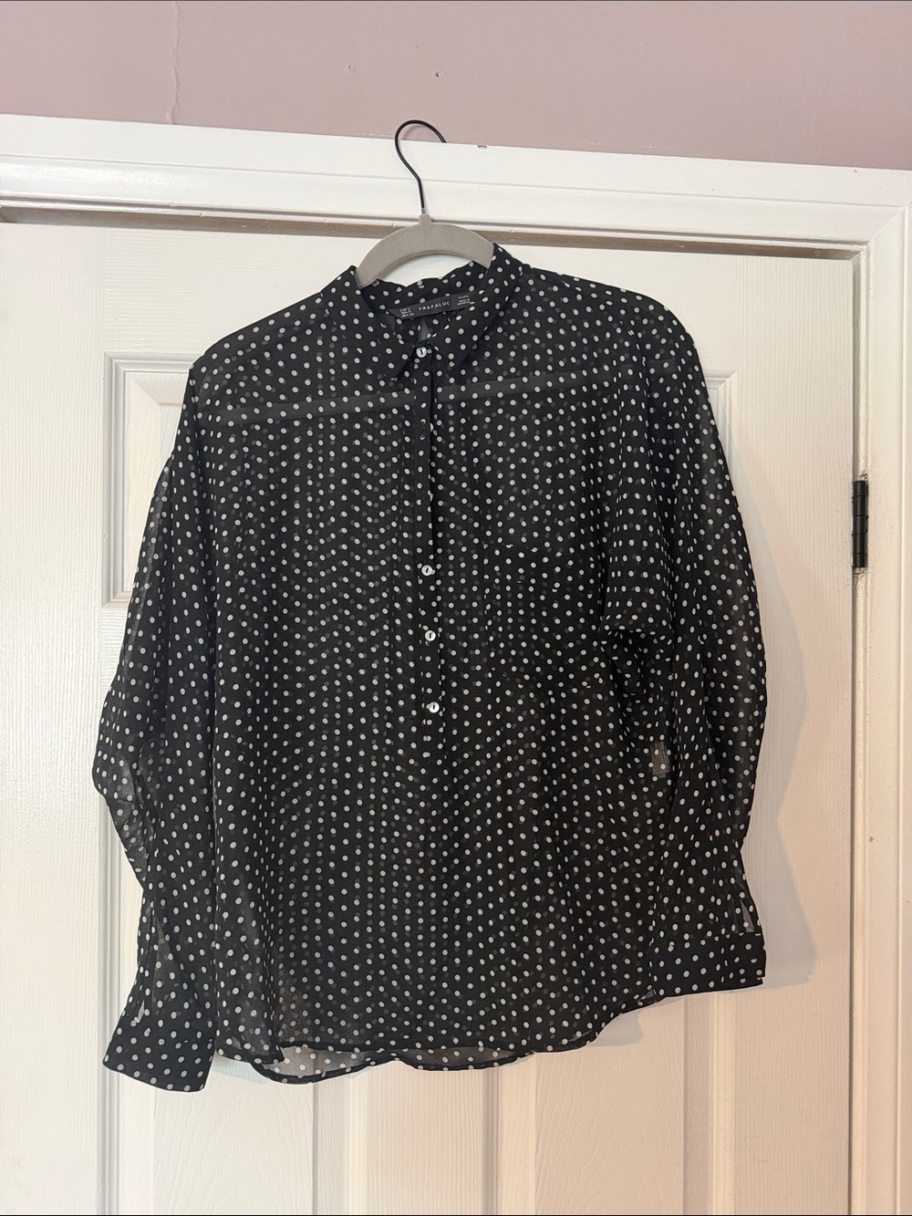 Zara Black Polka Dot Button-Down Shirt